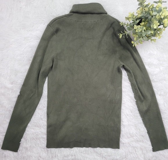 [378] Calvin Klein Green Turtle Neck Sweater - Picture 3 of 9